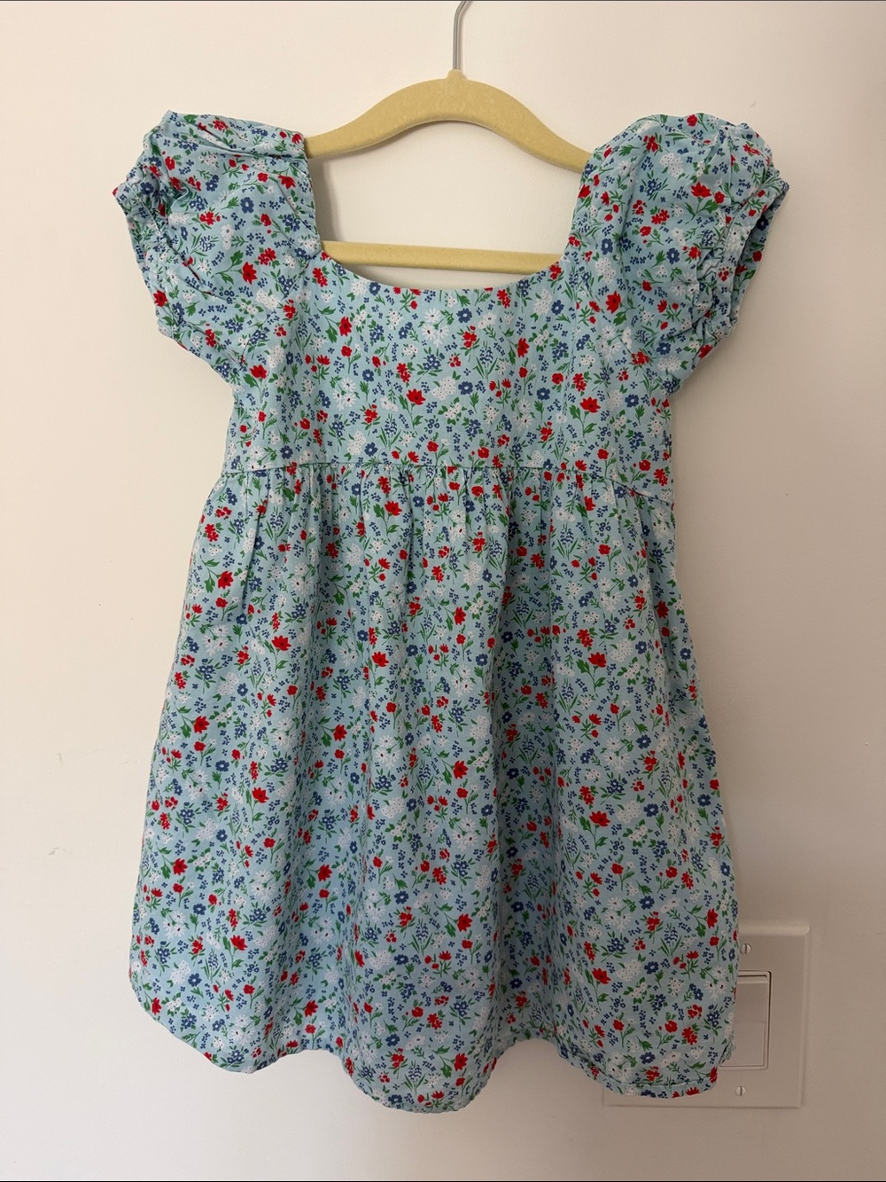 Janie and Jack Light Blue Floral Puff-Sleeve Dress